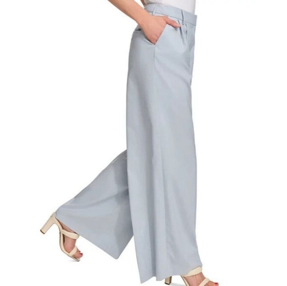 NWT DKNY | $109 Double Pleated Micro-Striped Wide Leg Pants - Picture 2 of 3
